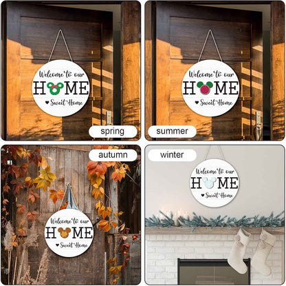 13 Pcs Interchangeable Welcome Sign for Front Door | Rustic Seasonal Mouse‑Themed Hanging Decor Ideal For Housewarming Gifts Outdoor Porch Home Wall And Front‑Door Decoration