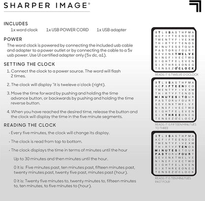 Sharper Image LED Word Digital Clock, 7.75", Copper Finish, Light-Up Desk & Wall Clock, Modern Time Display, Shelf or Wall Decor for Home Office, Living Room, Kitchen & Bedroom, Housewarming Gift