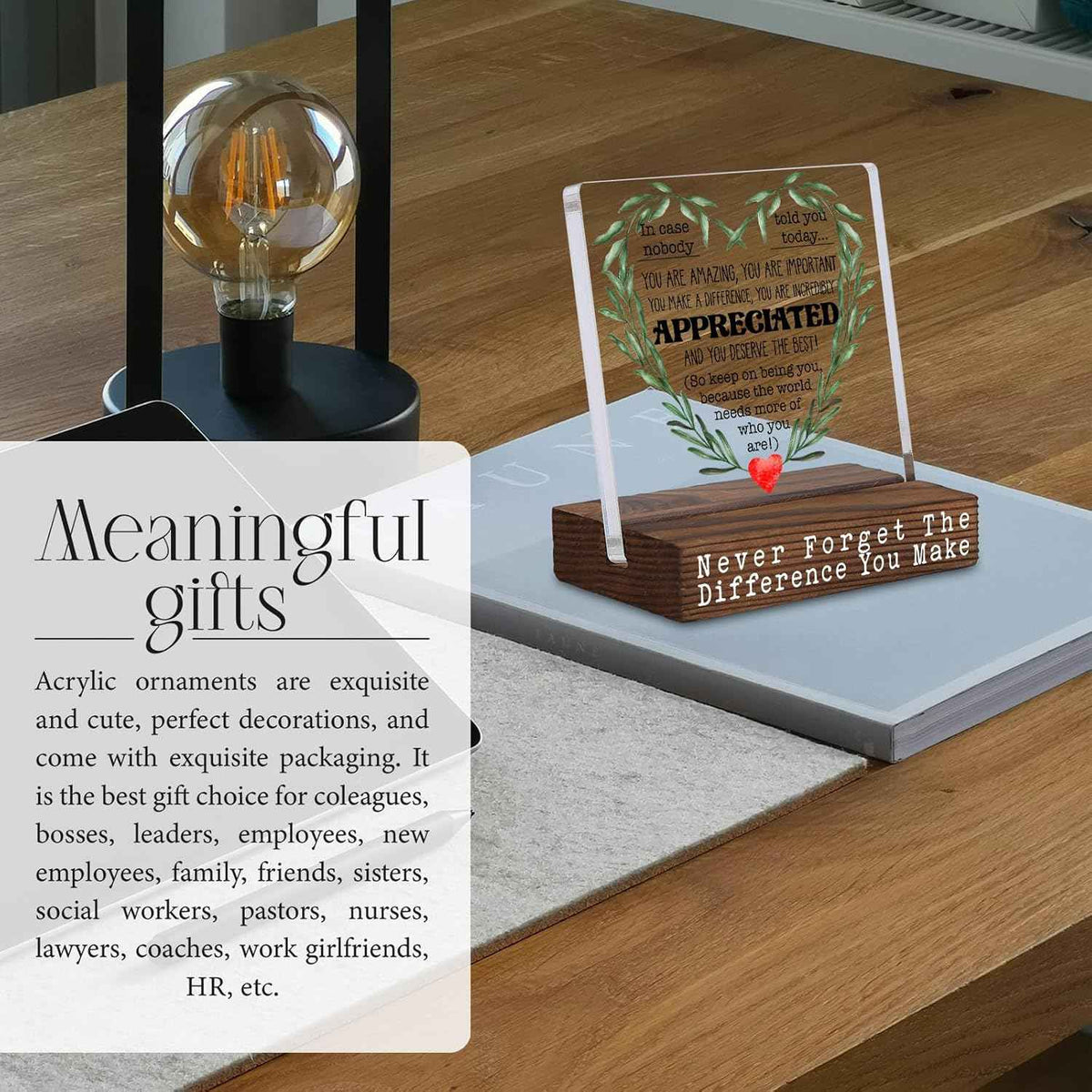 Thank You Appreciation Gifts for Coworker, Employee, Women, Men, Friends, You Are Appreciated Gifts, Leaving Going Away Encouragement Quote for Office Desk Decorative Signs Plaques VBD16