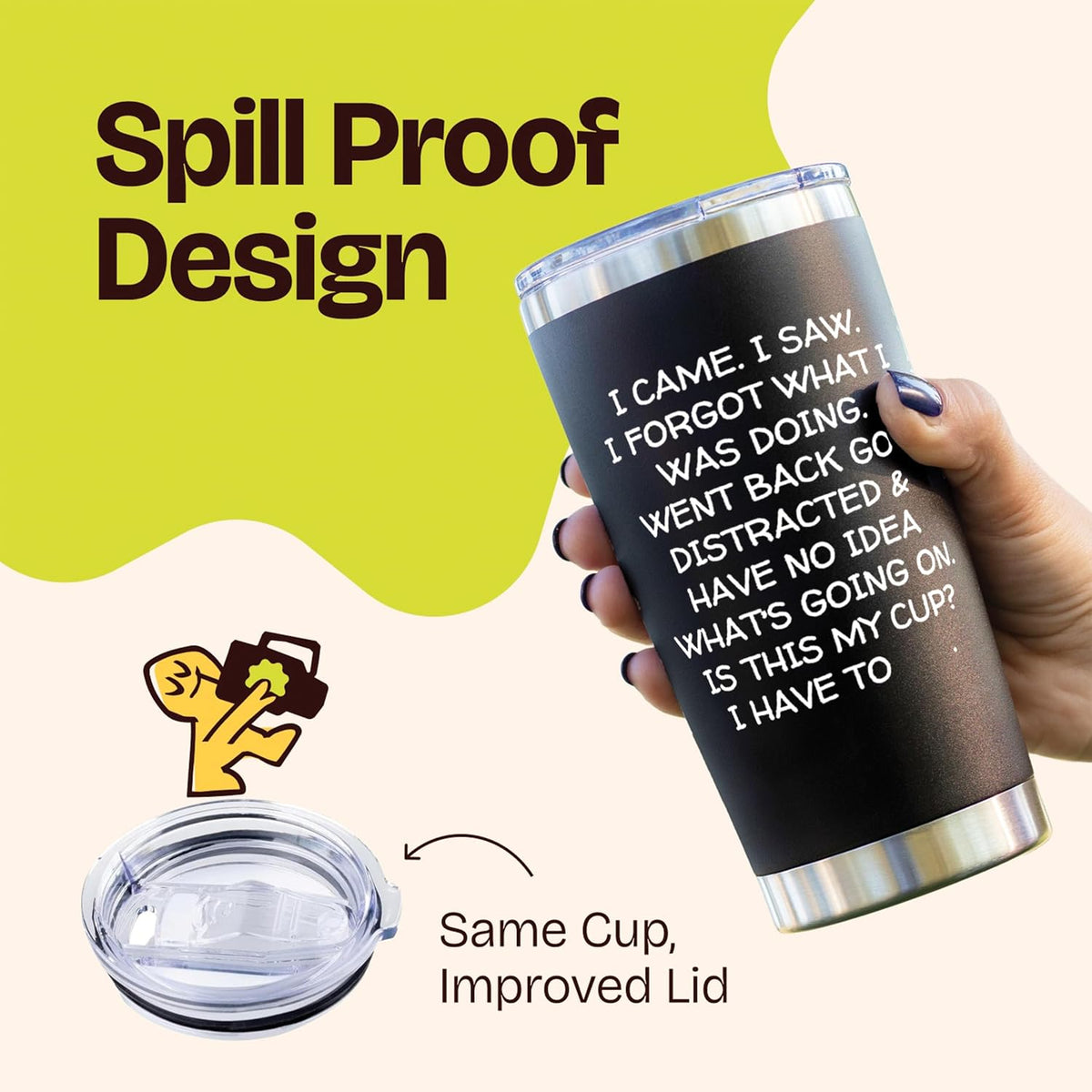 KLUBI Birthday Gifts for Women Men - I Came I Saw I Forgot Tumbler 20oz Black Gag Gifts Funny Adult Grandpa for Him Drinking Cups for Elderly Senior Citizen 65th Birthday Gifts, 75th, 40th, 50th, 60th