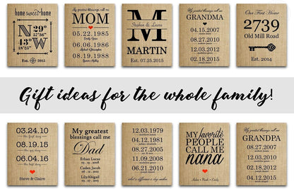 Personalized Housewarming Gifts for New Home Decor, Homeowner, Wedding, Anniversary, Real Estate Closing, Latitude Longitude (8x10 or 11x14 Burlap Print)