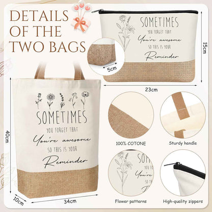 Suclain 7 Pcs Thank You Gifts for Women, Appreciation Spiral Notebooks, Ballpoint Pen, Coffee Mug, Canvas Bag, Makeup Bag, Awesome Keychain Card Inspirational Gift for Coworker Retirement