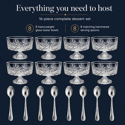 Godinger Glass Dublin Tasters Trifle, Custom, Clear, 16 Pc Set