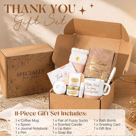 Thank You Gifts for Women, 9PCS Thank You Gift Basket, Teacher Employee Appreciation Gifts, Appreciation Gift Box for Employee Coworker Teacher Secretary Boss Nurse Volunteer Social Worker with Mug