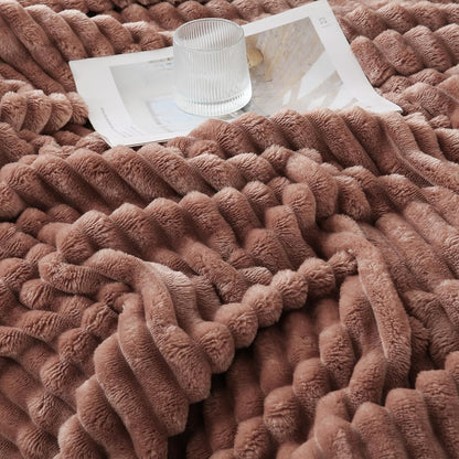 Chocolate Striped Fleece Throw Blanket