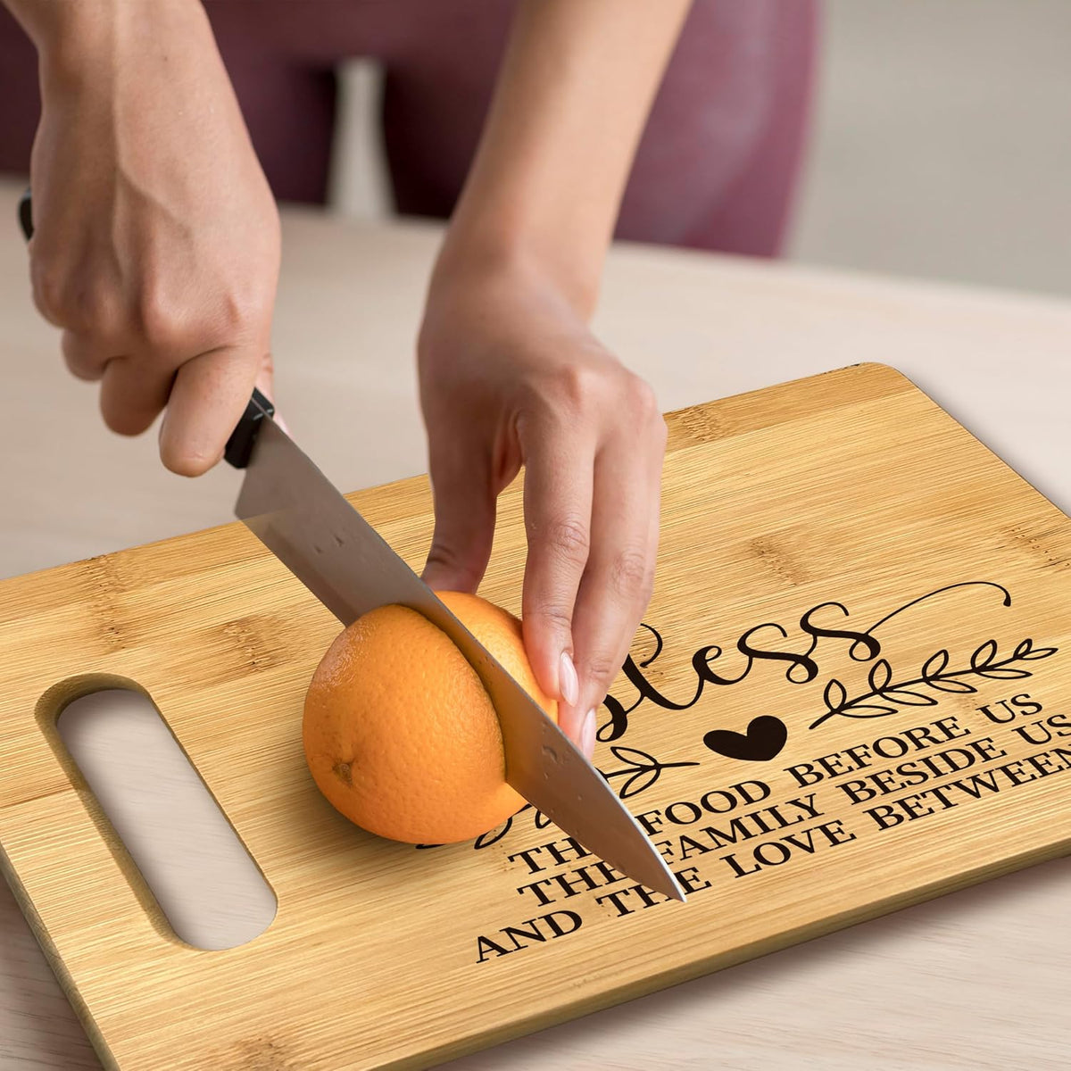 FONDCANYON Christian Kitchen Decor, bless the food before us Christian Kitchen Bamboo Cutting Board Decor, Christian Religious Scripture Dining Room Kitchen Cutting Boards Gifts For Women Her