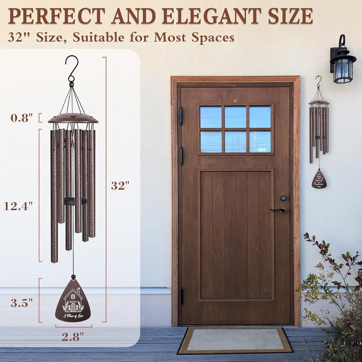 House Warming Gifts New Home, 32" Bronze Wind Chimes Housewarming Gifts | New home gift ideas for women men homeowners couples family friends, unique first home gift for apartment decor