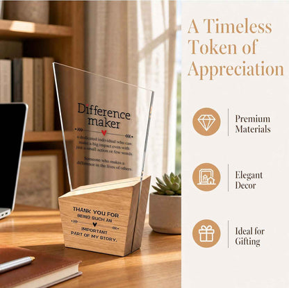 Different Maker Appreciation Gifts, Employee Acrylic Trophy With Wooden Base, Inspirational Desk Plaque Awards For Teacher Mentor Boss Coworker, Thank You Gifts For Women Men -10