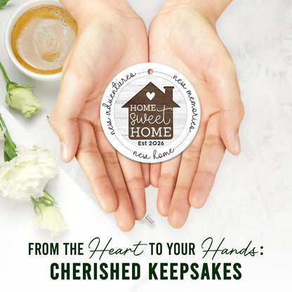 HEXMOZ New Home Gift Ideas - New Home Ornament 2026 | Best Housewarming Gifts 2026 for Owners, Couples, Men, Women - First House Ornament, Our First Christmas Ceramic Keepsake