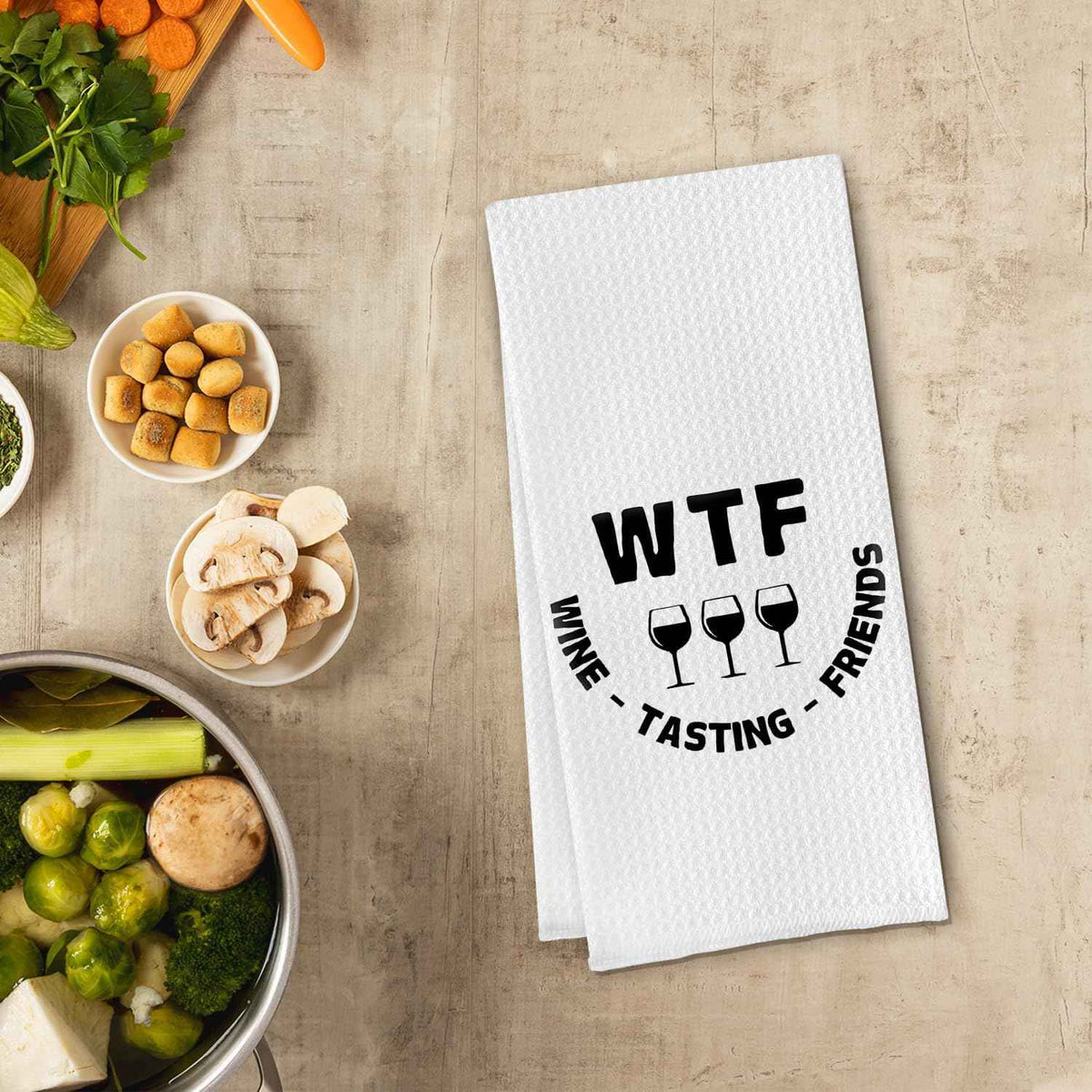 Funny Wine Dish Towels, Classic Waffle Kitchen Cloths, 16 x 24 Inches, Wine Lovers Gifts for Women