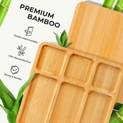 Charcuterie Boards, Bamboo Charcuterie Board with Lid, Cheese Board with Buckle Locking, Cutting Boards for Kitchen, House Warming Gifts New Home, Gifts for Women, 6 Compartments