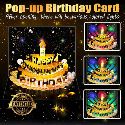Pop Up Birthday Cards for Men, LED Light & Music Blow The Candle | 3D Balloons, Singing Happy Birthday gifts Card for Husband - Women, Kids, Son, Her, & Dad