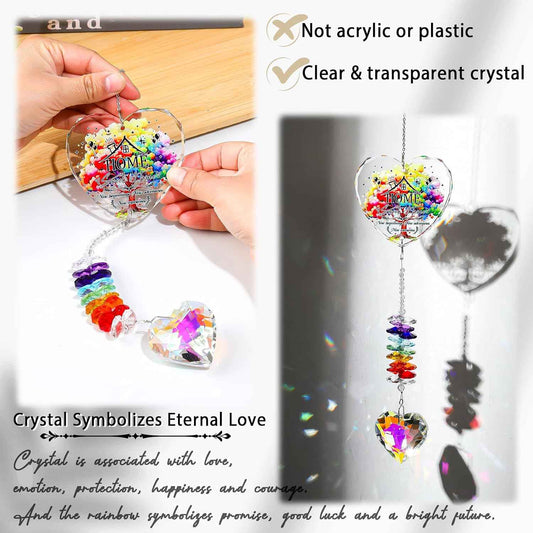 Ornalrist Housewarming Gifts New Home for Family Couples Glass Suncatcher | Unique House Warming Gifts Ideas for Him Her, Crystal Hanging Heart Rainbow Maker Keepsake, Home Garden Decor
