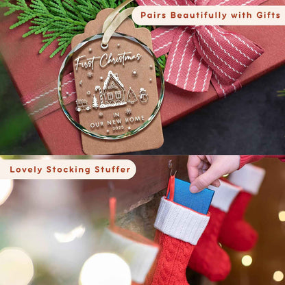 TUMSHANIP New Home Ornament 2025 - First Home Christmas Ornament 2025 - House Warming Gifts New Home - Housewarming Gift Presents for Women, Couple - New House Owners Gift Ideas - Glass Ornament