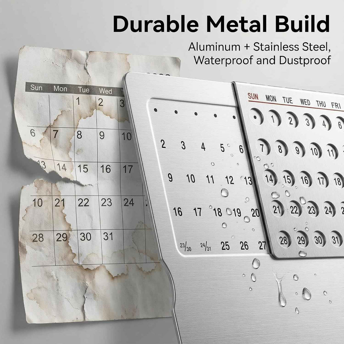 Li&Zhao Mini Desktop Perpetual Calendar - Durable Stainless Steel Portable Desk Organizer Elegant Perpetual Desk Calendar for Home, Office, Modern Perpetual Calendar Desk Accessory Adjustable Design
