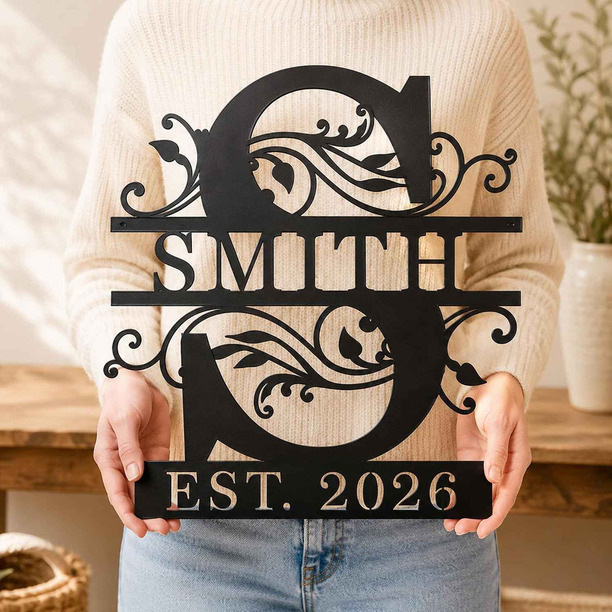 Custom Metal Name Sign | Personalized Last Name Signs | Split Letter Monogram Wall Decor | Family Name Sign | Anniversary Wedding Gift | Outdoor Metal Art | Housewarming Gift