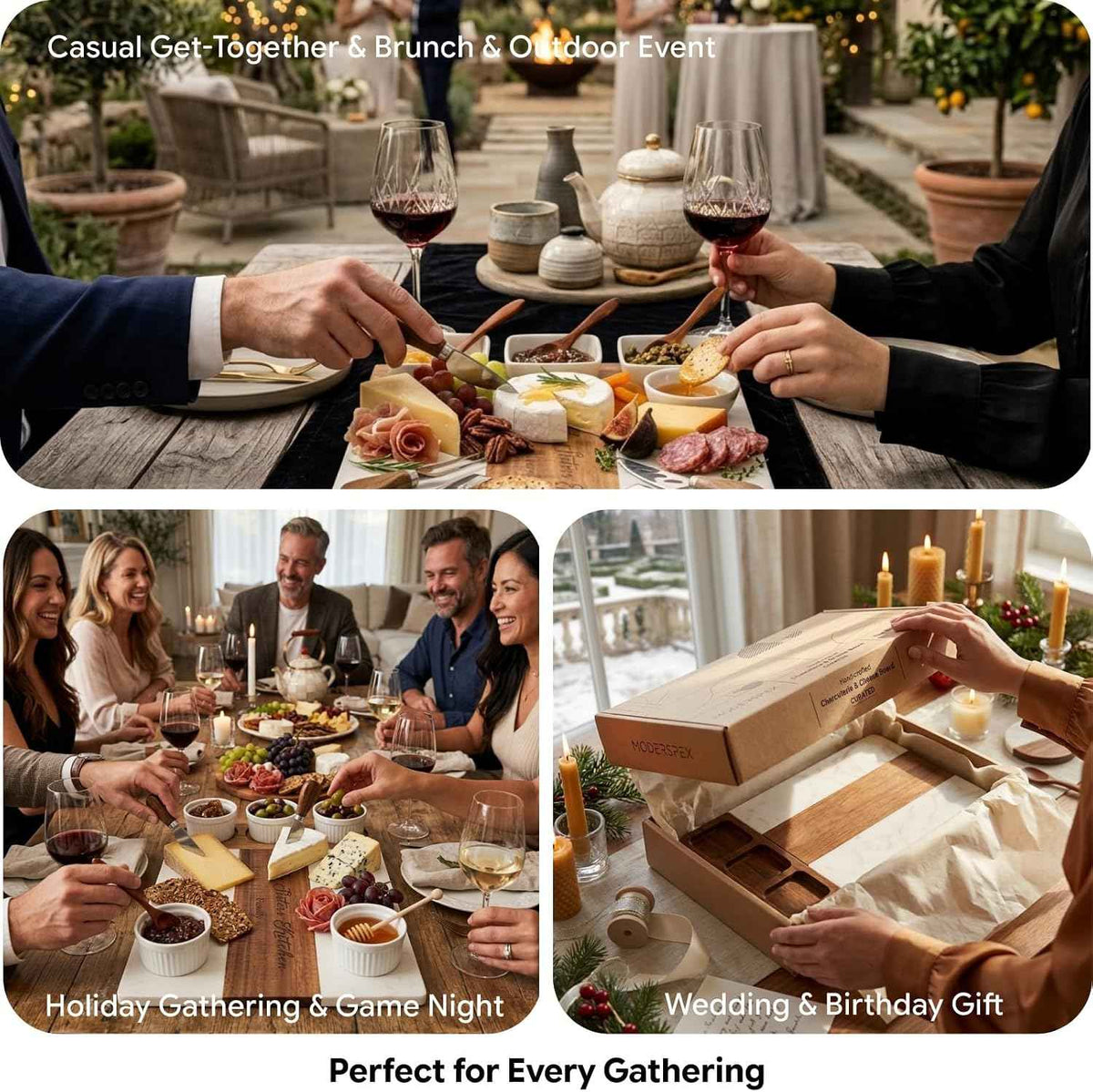 Charcuterie Boards Gift Set - Acacia Wood Cheese Board Set Charcuterie Tray & Serving Platter for Hosting & Entertaining, Bridal Shower Gifts for Women, Gifts for Home, Wedding & Birthday