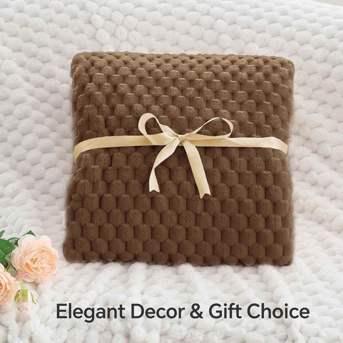 Brown Jacquard Cozy Throw Blanket