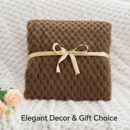 Brown Jacquard Cozy Throw Blanket