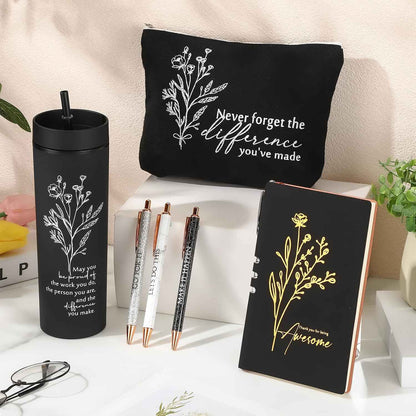 Funnymoom 6 Pcs Employees Appreciation Gifts for Women Coworke Teachers | Thank You Box, 16 oz Tumbler Makeup Bag Journal Pens, Bosses Day Birthday Baskets for Lady Staff Nurse Team Housekeeping Week