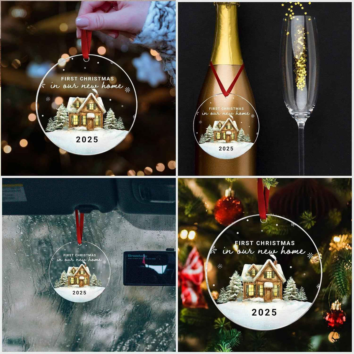 New Home Christmas Ornament 2025 – First Christmas in Our New Home Acrylic Keepsake – First Home Christmas Ornament – Housewarming Gift for Couples, Family, or Homeowners