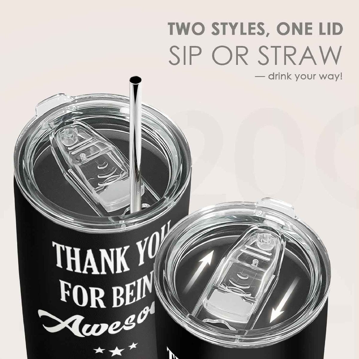 SANDJEST Thank You for Being Awesome Tumbler Gift Set - Birthday, Christmas, Appreciation Inspirational Gifts for Women, Men, Coworkers - 20oz Stainless Steel Insulated Coffee Travel Mug
