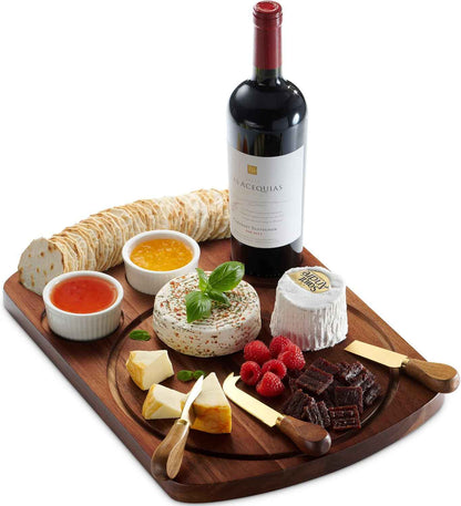 Godinger Cheese Board and Knife Set, Acrylic Dome and Dip Bowls, Acacia Wood Charcuterie Board Set, Cheese Boards, Charcuterie Boards, Housewarming Gift Set