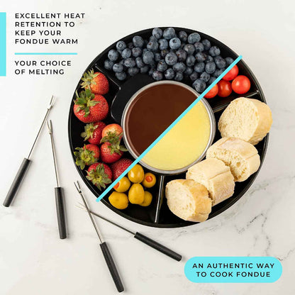 Kusini Electric Fondue Pot Set – Chocolate Fondue Kit - Temperature Control | Detachable Serving Tray, 10oz Melting Pot, 4 Roasting Forks - Gift Set & Date Night Idea. Serve at Movie Night or Game Night.