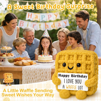 Mens Birthday Gifts for Boyfriend Husband Ideas, Birthday Gifts for Men Women Dad, Funny Unique Birth Day Gift for Him Her, I Love You Handmade Crochet Waffle