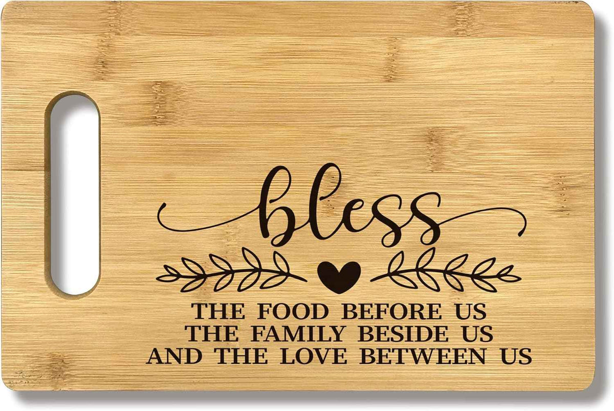 FONDCANYON Christian Kitchen Decor, bless the food before us Christian Kitchen Bamboo Cutting Board Decor, Christian Religious Scripture Dining Room Kitchen Cutting Boards Gifts For Women Her