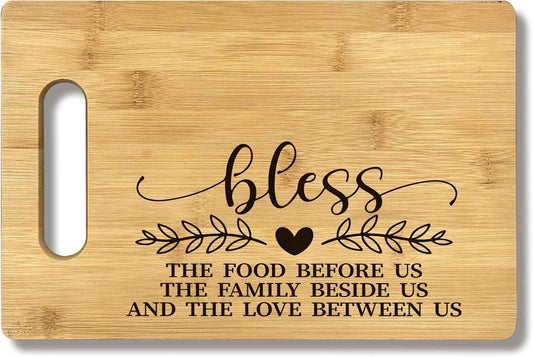 FONDCANYON Christian Kitchen Decor, bless the food before us Christian Kitchen Bamboo Cutting Board Decor, Christian Religious Scripture Dining Room Kitchen Cutting Boards Gifts For Women Her