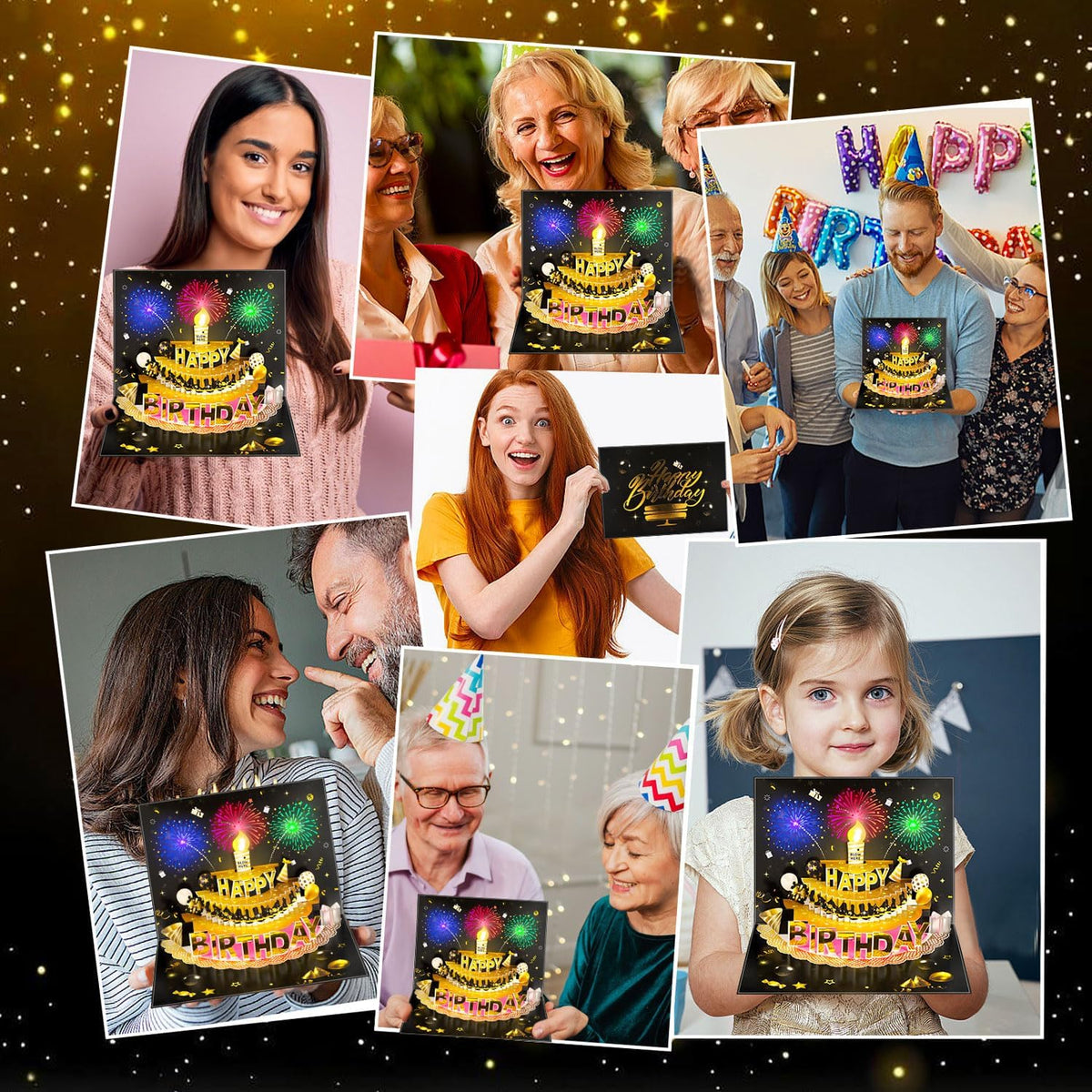 Pop Up Birthday Cards for Men, LED Light & Music Blow The Candle | 3D Balloons, Singing Happy Birthday gifts Card for Husband - Women, Kids, Son, Her, & Dad
