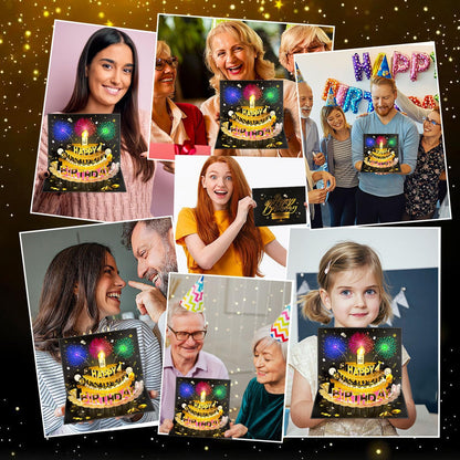 Pop Up Birthday Cards for Men, LED Light & Music Blow The Candle | 3D Balloons, Singing Happy Birthday gifts Card for Husband - Women, Kids, Son, Her, & Dad