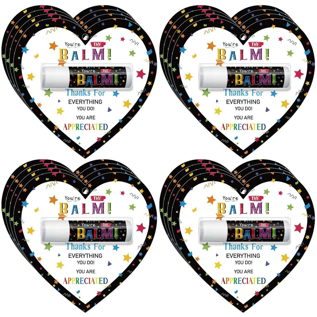 15 Pack Back to School Employee Teacher Appreciation Gifts Bulk Lip Balm Teacher Employee Staff Team Heart Thank You Gift You're the Balm Volunteer Appreciation Party Favors for Women Men Coworkers