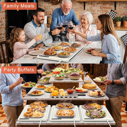 FYY Warming Mat for Food with Heat Resistant Pad, Prevent Countertop Cracks, Keep Meal Warm, Rapid and Full Surface Heating, 6 Temp Settings, 6H Timer, Upgraded Rollable Portable Food Warmer Mat Beige