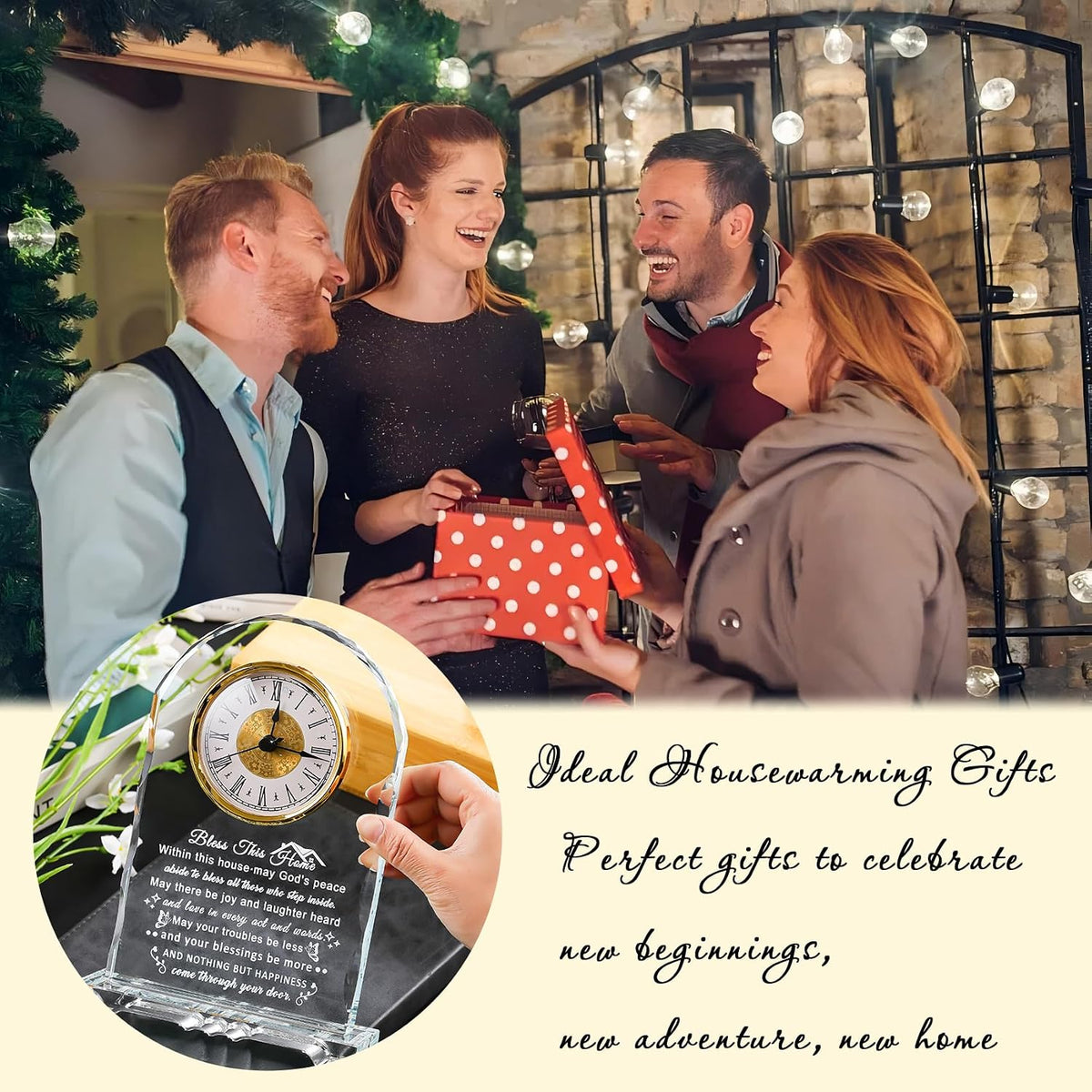 House Warming Gifts New Home, Housewarming Clock Gifts for Women Couples | New Home Gift Ideas, Housewarming Gifts for Friends Homeowners, Closing Gifts for House Buyers