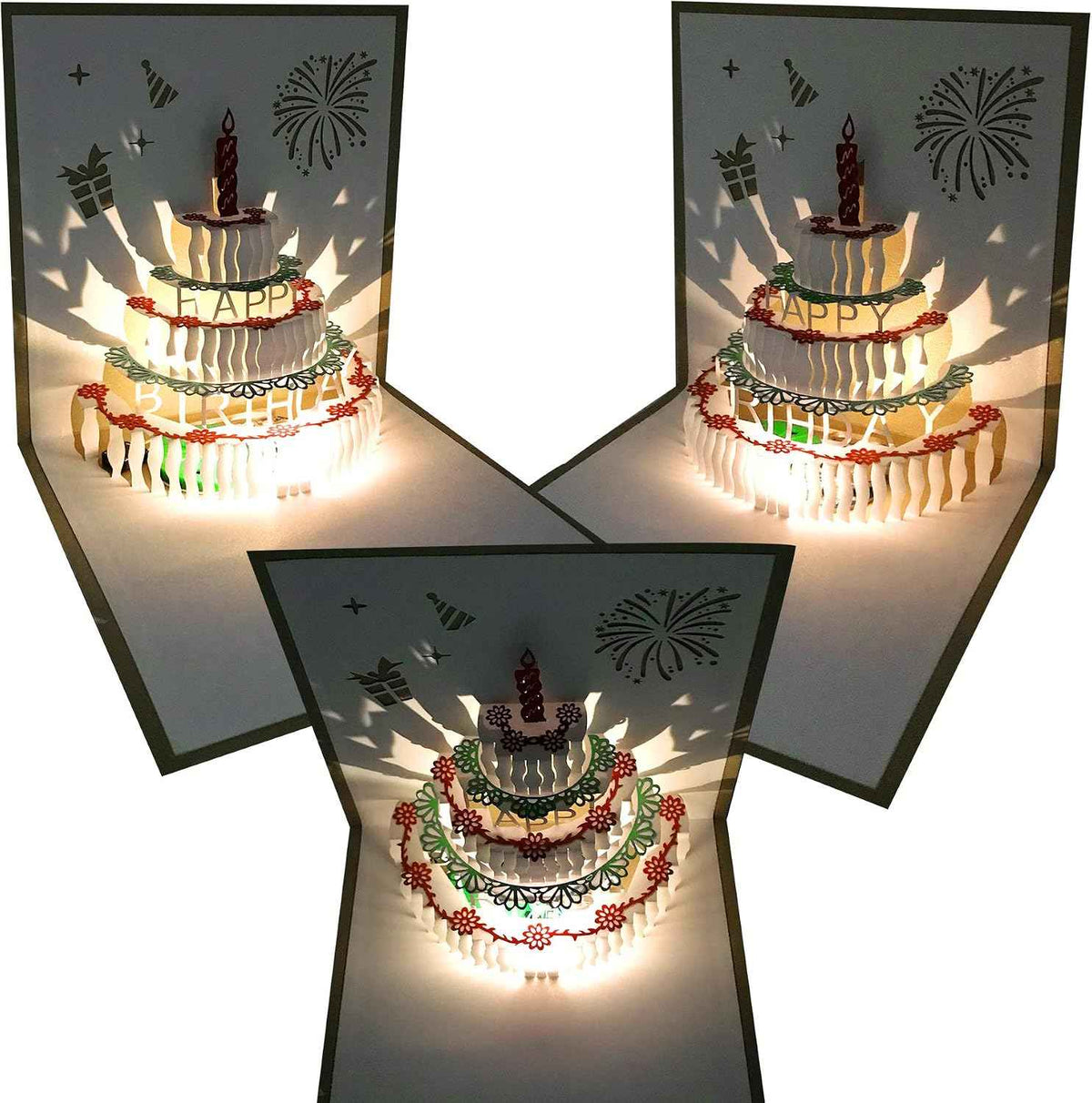 3D Pop Up Birthday Cards,Warming LED Light Birthday Cake Music Happy Birthday Card Postcards Pop Up Greeting Cards Happy Birthday Cards Best for Mom,Wife,Sister,Boy,Girl,Friends 1 Pack