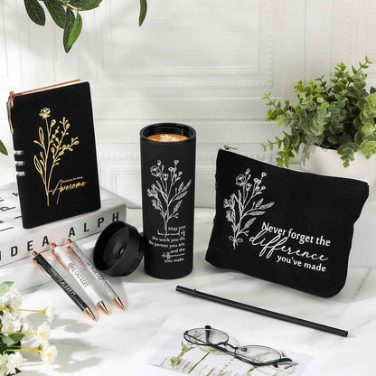 Funnymoom 6 Pcs Employees Appreciation Gifts for Women Coworke Teachers | Thank You Box, 16 oz Tumbler Makeup Bag Journal Pens, Bosses Day Birthday Baskets for Lady Staff Nurse Team Housekeeping Week