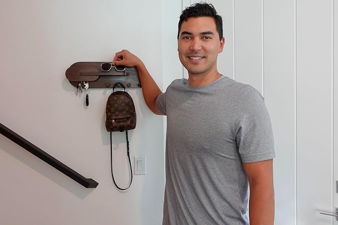 Solid Wood Wall Mail & Key Holder - Field & Blessing