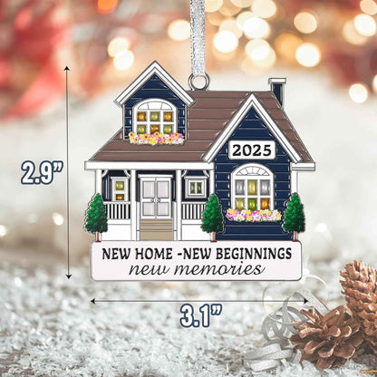 New Home Ornament 2025 - Metal House Warming Gifts New Home Ornament, Housewarming Gift Ideas for Women Couple Homeowners, First House Ornaments for Christmas Decoration-New House New Beginnings