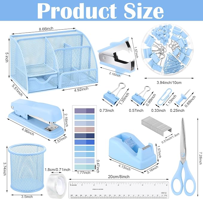 11-Piece Blue Desk Organizer Set - Field & Blessing
