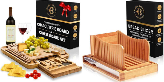 Charcuterie Board and Bread Slicer Set Bundle - Perfect for Entertaining and Baking