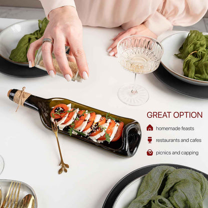 Melted Wine Bottle Serving Board; Decorative Rectangle Serving Tray for Home Decor; Small Cheese Platter Serving Board; Unique Cheese and Cracker Tray for Dinner Party