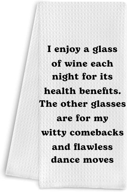Wine Kitchen Towels 16x24 Inches - Gifts for Lovers, Dish Towels, Decor, I Enjoy a Glass Each Night Hand Towels