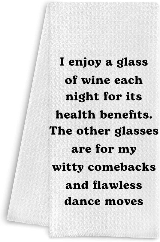 Wine Kitchen Towels 16x24 Inches - Gifts for Lovers, Dish Towels, Decor, I Enjoy a Glass Each Night Hand Towels