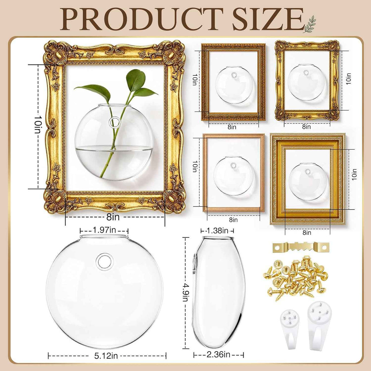 Vintage Frame Wall Propagation Vase Set, 4 Piece