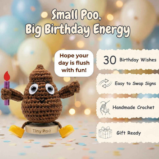 Birthday Gift for Women Men - Positive Poo Funny Crochet with 30 Hilarious Bday Cards | Cool Humor Gag Gift for Friends Coworker Sister Brother | Happy Birthday Party Decor Silly Present for Him Her