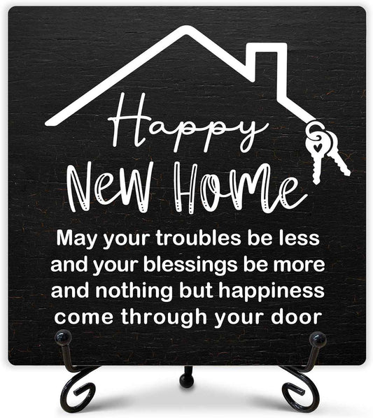 Housewarming Gifts, New Home New Adventure Memories Welcome Home Decorations, Best Gift Ideas for Family Couple, 5 x 5 Inches Living Room Bedroom Kitchen Bathroom Decor-074