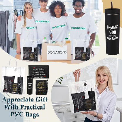 Funnymoom 48 Pcs/8 Sets Employee Appreciation Gifts 8 Thank You for Being Awesome Tumblers 8 Notebooks 8 Ballpoint Pen 8 Makeup Bags 8 Keychain 8 Bag for Women Men Coworker Teacher(Black)