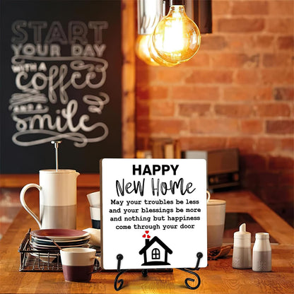 Housewarming Gifts, New Home New Adventure Memories Welcome Home Decorations, Best Gift Ideas for Family Couple, 5 x 5 Inches Living Room Bedroom Kitchen Bathroom Decor-071